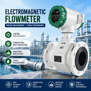 Factory Electromagnetic Flowmeter 0.5% Accuracy Carbon Steel Body Protection for Industrial Process Control