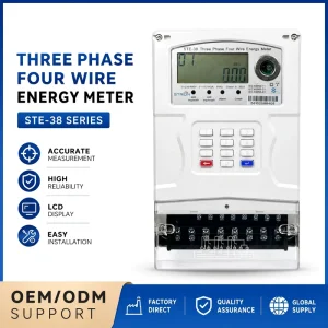 Factory STS Keypad Smart Prepaid 3 Phase Energy Meter LCD Display 80A 230V Class 1.0 0-999.9kWh STW38-A