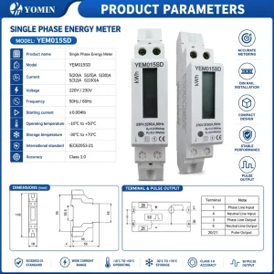 Factory Single Phase 230V 30A Household Electronic Din Rail Energy Meter LCD Display Kilowatt kWh Energy Meter Power Meter