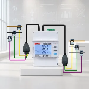 Fineco Multi circuit 3 Phase Power Quality Analyzer EM4374 LCD Display THD Measurement S0 Pulse Output Energy Monitor Modbus RTU