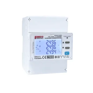 Fineco Three Phase RS485 Modbus RTU KWH Energy Meter 65A MID Approved EM4372 Smart Power Analyzer LCD Display High Accuracy