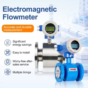 Flange Type Electromagnetic Flow Meter Digital LCD Display Stainless Steel for Wastewater Sewage Liquid Flow Measurement