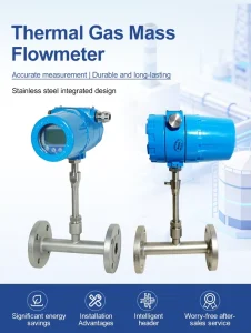 Flange Type Thermal Gas Mass Flow Meter Stainless Steel Pipeline Gas Flowmeter for Compressed Air Natural Gas Measurement