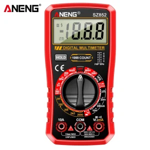 For SZ852 Digital Multimeter 4 Digit Display 2000 Count AC DC Voltage Current Resistance Diode Transistor 600V 1.5V Battery