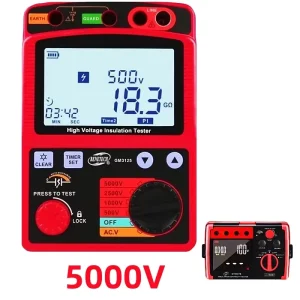 GM3125 Digital Insulation Tester 1000G OHM High Voltage Resistance 5000V ABS Material 4 AAA Battery Power