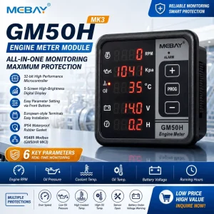 GM50H Engine Tachometer RPM Oil Pressure Coolant Temperature Oil Temperature Battery Voltage Meter