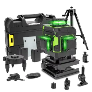 Green 4D 360 Self Leveling Laser Level Tripod with 16 Beams for DIY Construction Renovation