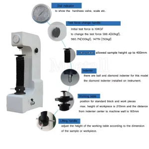 HR-150B High Elevated Rockwell Hardness Tester 400mm Testing Space
