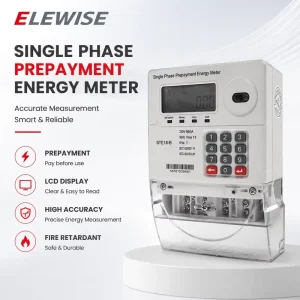 ELEWISE STE 18B Single Phase STS Prepaid Electricity Meter Keypad LCD Display Class 1.0 Accuracy 60A Max Current 0 9999.9 kWh
