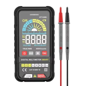 HT124B+ True RMS 4000 Counts Color Display with Leather Case NCV Auto Range Smart Digital Multimeter