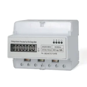 HUIXIA DTS 7P Guide Rail Three Phase Four Wire 380V LCD Electric Energy Meter High Power Capacity Class 1.0 Accuracy