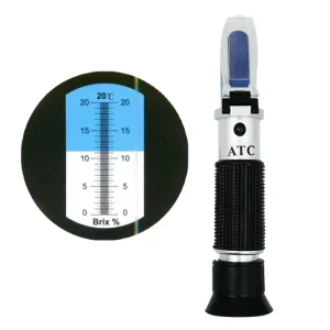 Hand Held Brix Tester 0-20% ATC Refractometer 0.1% Accuracy 1 Year Warranty for Sugar Water Ketchup Jam Honey Soybean Milk