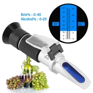 Hand-held Brix Refractometer 0-40% Brix 0-25% Wine Wort Refractometer Beer Fruit Juice Wine Sugar Refractometer