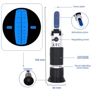 Handheld 0 90% Brix Refractometer for Sugar Content Fruit Juice Liquids Tester Accuracy Brix Instrument with Retail Box