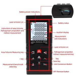 Handheld 100m Laser Rangefinder Digital Laser Distance Meter Volume Measurement with Angle Indication
