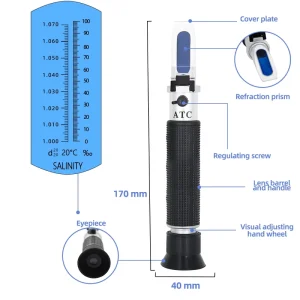 Handheld Digital Aquarium Seawater Salinity Refractometer with 0-100 Ppt Range
