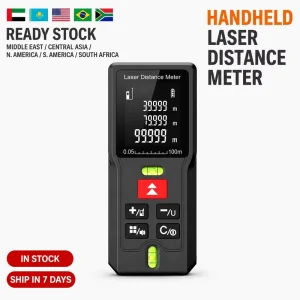 Handheld Laser Distance Meter Infrared High Accuracy ABS Plastic 0.16g Lightweight IP54 Rated Bubble Level Pythagorean Tilt