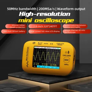 Handheld OT4 Mini Oscilloscope 1800mAh Rechargeable Signal Generator 50MHz High-resolution 2.8” Color Screen Oscilloscope