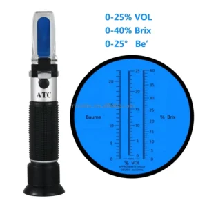 Handheld Refractometer 0-40% Brix 0-25% Alcohol with ATC for Beer Sugar