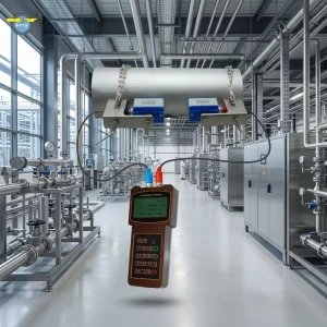 Handheld Ultrasonic Flow Meter Portable Clamp-on Non-invasive ±1.0% Accuracy DN25-DN6000 4-20mA for Water Oil Chemical Liquid