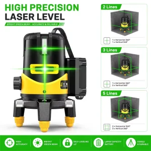 Heavy Duty High Definition Green Light Self Leveling 360 Degree Rotary Laser Level Kit for Construction Grading Excavation