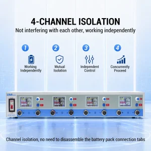 Heltec Energy 4 Channel Battery Cell Tester 0.3 5V 50A Charge Discharge Analyzer for 18650 LiFePO4