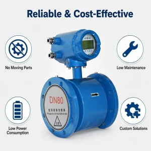 High Accuracy (+/-0.5% +/-1%) Stainless Steel Electromagnetic Flow Meter for Water/Acids/Corrosive Liquids