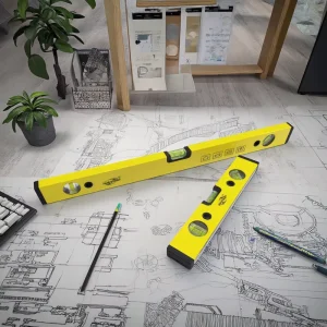 High Accuracy 60cm Yellow Aluminum Alloy Industrial Grade Spirit Level Bubbles Professional Box Level Measurement