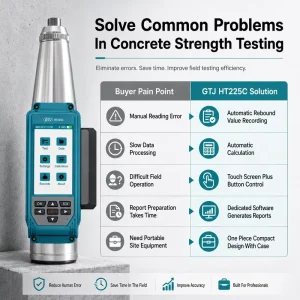High Accuracy Concrete Rebound Hammer Digital Instrument With Hall Sensor for Structural Inspection Survey Equipment