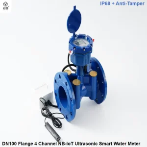 High Accuracy Four Channel Stainless Steel DN100 Smart Ultrasonic Flow Meters NB-IoT Lorawan IP68 Industrial Bulk Water Meter