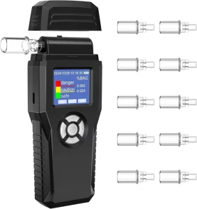High Accuracy Portable Digital Alcohol Breathalyzer Semiconductor Alcohol Tester with TFT Screen Lithium Battery USB Export