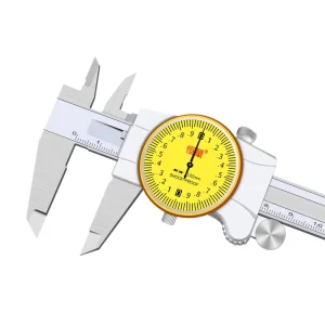 High Precision 0.02mm Stainless Steel Vernier Calipers with Yellow Dial Plastic Caliper Watch Inner Outer Diameter Measurement