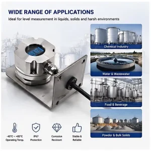 High Precision 122GHz Radar Level Gauge Non Contact Level Sensor with SS316L Housing Waterproof for Liquid Solid Measurement
