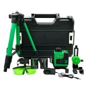 High-Precision 16-Line Green Beam Laser Level Pendulum Self-Leveling Wall/Floor Mountable Lithium Battery Powered 3-Dot Display