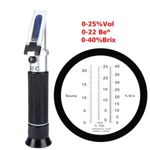 High Precision 3 in 1 0 40 Brix Quick Check Alcohol Content Brix ATC Portable Hand Held Grape Wine Refractometer