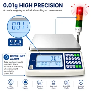 High Precision 30kg/1g Digital Counting Scale Industrial Bench Scale LCD Display Stainless Steel Platform