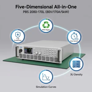 High Precision 3U Rack Mount Battery Tester PBS 170L 5kW Bidirectional DC Energy Feedback Power Supply 95% Efficiency