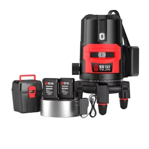 High Precision 5 Lines Laser Level with Red Beam and Dual Rechargeable Batteries for Long Working Hours