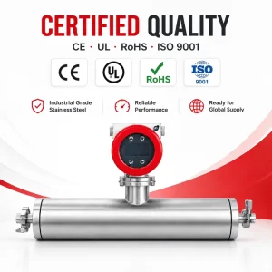 High Precision Coriolis Flow Sensor 316 Stainless Steel Straight Tube 4 20mA Output Industrial Liquid Mass Flow Meter
