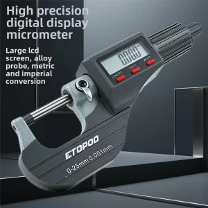 High Precision Electronic Micrometer Thickness Gauge 0 25 25 50mm Digital Display China Origin Boxed Set
