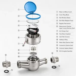 High Precision ISO4064 DN15 DN20 DN25 DN32 DN40 DN50 Stainless Steel SS304 SS316 Multi Jet Wet Dry Dial Water Meter OEM