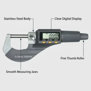 High Precision Industrial Grade Stainless Steel Digital Micrometer 0.001mm Resolution Electronic Diameter Measuring Tool