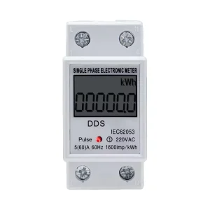 High Precision Single Phase Rail Type Electric Energy Meter Intelligent Digital LCD Display 60A Max Current 0-9999.9kWh Range
