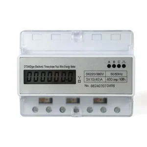 Smart Three Phase Energy Meter 40A Max Current LCD Display 0-99999.9kWh Range for Din Rail Sub-metering Power Management System