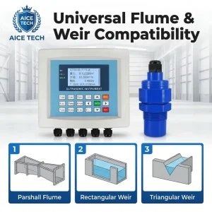 High-Precision Ultrasonic Open Channel Flow Meter for Sewage and River Water Monitoring RS485 4-20mA Output