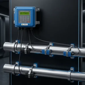 High Precision Wall Mounted Ultrasonic Flow Meter SS316L Clamp-on 4-20mA RS485 Communication for Petrochemical Corrosive Fluids