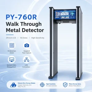 High Sensitivity Copper Aluminum Tin Walk Through Metal Detector Security Gate with Face Snapshot Alarm for Electronics Factory