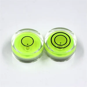 High Transparent Acrylic Circular Bubble Level Vial Spirit Level White Green Color 10mm Accuracy 20mm Width