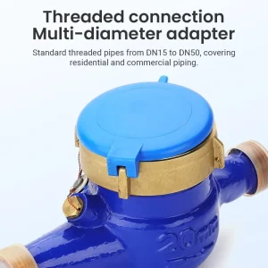 High precision Digital Mechanical Water Meter with Blue Cast Iron Cover and Brass Sizes DN15 DN20 DN25 DN40 DN32