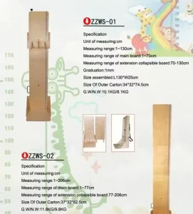 Household Portable Height Adjustment Wooden Body Length Height Measuring Board for Adult Child